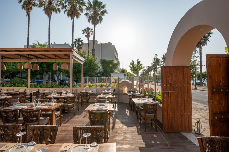 Tables ready for service at Barolo Wine Bar Restaurant in Kos